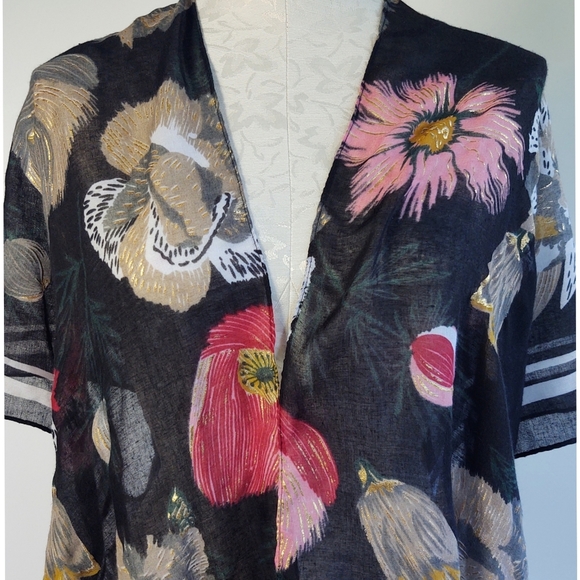 Woven Heart Kimono Swim Cover Up Floral One Size - Picture 5 of 12